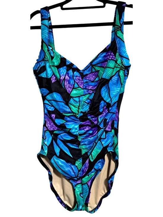 Slimsuit Other - Slimsuit One Piece Swimsuit Womens‎ Size 12 Multicolor Nylon Spandex Made In USA